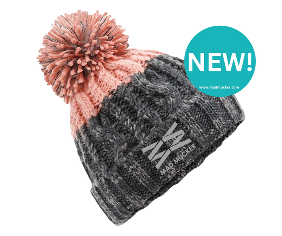 Bradley Bobble Hat - Grey/Warm Pink